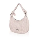 Women's Faux Leather Textured Handbag (Beige White) - Image 6