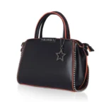 Women's Faux Leather Metal Beads Handbag (Black) - Image 6