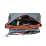 Women's Faux Leather Textured Sling Bag (Blue) - Image 2