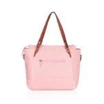 Women's Faux Leather Textured Tote Bag (Pink) - Image 4