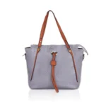 Women's Faux Leather Textured Tote Bag (Grey)