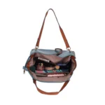 Women's Faux Leather Textured Tote Bag (Blue) - Image 2