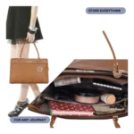 Women's Faux Leather Textured Adjustable Long Belt Handbag (Brown) - Image 3