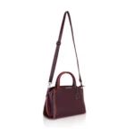 Women's Faux Leather Metal Beads Handbag (Wine Red) - Image 2