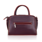 Women's Faux Leather Metal Beads Handbag (Wine Red) - Image 5