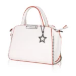 Women's Faux Leather Metal Beads Handbag (White) - Image 6