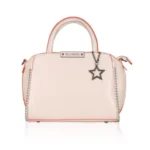 Women's Faux Leather Metal Beads Handbag (Pink)