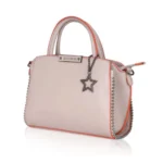 Women's Faux Leather Metal Beads Handbag (Khaki) - Image 6