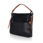Women's Faux Leather Textured Sling Bag (Black) - Image 6