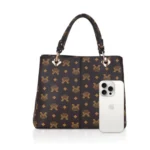 Women's Faux Leather Printed Handheld Bag (Brown ) - Image 5