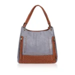 Women's Faux Leather Textured Tote Bag (Blue)