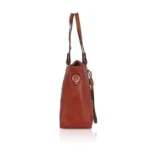 Women's Faux Leather Textured Tote Bag (Brown) - Image 5