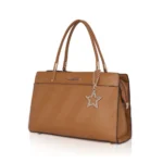 Women's Faux Leather Textured Adjustable Long Belt Handbag (Brown) - Image 6