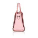 Women's Faux Leather Metal Beads Handbag (Pink) - Image 5