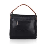 Women's Faux Leather Textured Sling Bag (Black) - Image 3