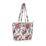 Women's Faux Leather Printed Tote Bag (White Pink) - Image 4