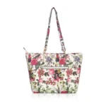 Women's Faux Leather Printed Tote Bag (White Pink) - Image 6
