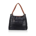 Women's Faux Leather Textured Tote Bag (Black) - Image 4