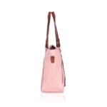 Women's Faux Leather Textured Tote Bag (Pink) - Image 5