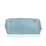 Women's Faux Leather Textured Tote Bag (Blue) - Image 3