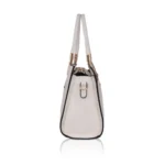 Women's Faux Leather Textured Adjustable Long Belt Handbag (White) - Image 5