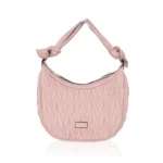 Women's Faux Leather Textured Handbag (Pink)