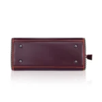 Women's Faux Leather Metal Beads Handbag (Wine Red) - Image 3