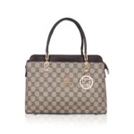 Women's Faux Leather Printed Handbag (Coffee)