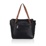 Women's Faux Leather Textured Tote Bag (Black) - Image 4