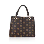 Women's Faux Leather Printed Handheld Bag (Brown )