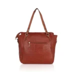 Women's Faux Leather Textured Tote Bag (Brown) - Image 4