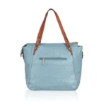 Women's Faux Leather Textured Tote Bag (Blue) - Image 4
