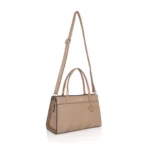 Women's Faux Leather Textured Adjustable Long Belt Handbag (Khaki) - Image 2