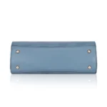 Women's Faux Leather Textured Adjustable Long Belt Handbag (Blue) - Image 3