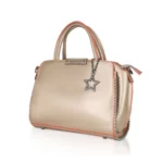 Women's Faux Leather Metal Beads Handbag (Gold) - Image 6