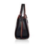 Women's Faux Leather Metal Beads Handbag (Black) - Image 5