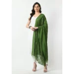 Women's Chanderi Self Design Dupatta (Mehandi, Length: Free Size) - Image 3