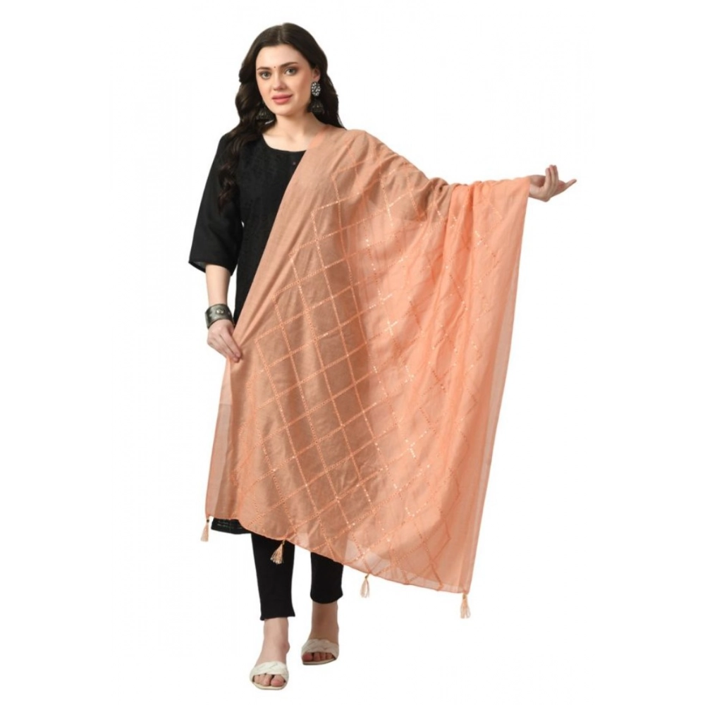 53768325981_febe087bdf_o_d-1000x1000-1.webp Women's Chanderi Self Design Dupatta (Peach, Length: Free Size) - Image 1