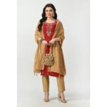 Women's Chanderi Self Design Dupatta (Gold, Length: Free Size) - Image 2