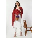 Women's Chanderi Self Design Dupatta (Maroon, Length: Free Size) - Image 2