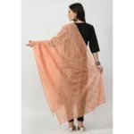 Women's Chanderi Self Design Dupatta (Peach, Length: Free Size) - Image 4