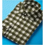 Men's Cotton Blended Checked Full Sleeve Shirt (White-Green) - Image 3