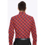 Men's Cotton Blended Checked Full Sleeve Shirt (Red) - Image 6