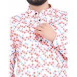 Men's Cotton Blended Printed Full Sleeve Shortkurta (Multicolor) - Image 2