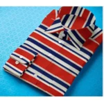 Men's Cotton Blended Striped Full Sleeve Shirt (Red-Blue) - Image 3