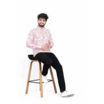 Men's Cotton Blended Printed Full Sleeve Shortkurta (Multicolor) - Image 3