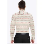 Men's Cotton Blended Printed Full Sleeve Shirt (White-Red) - Image 6