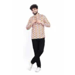 Men's Cotton Blended Printed Full Sleeve Shortkurta (Multicolor) - Image 4