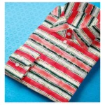 Men's Cotton Blended Striped Full Sleeve Shirt (Red-White) - Image 3