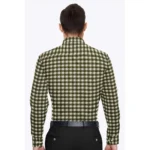Men's Cotton Blended Checked Full Sleeve Shirt (White-Green) - Image 6